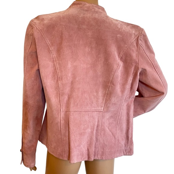 LIVE A LITTLE  | MAUVE PINK LEATHER JACKET  SZ L - Picture 2 of 16